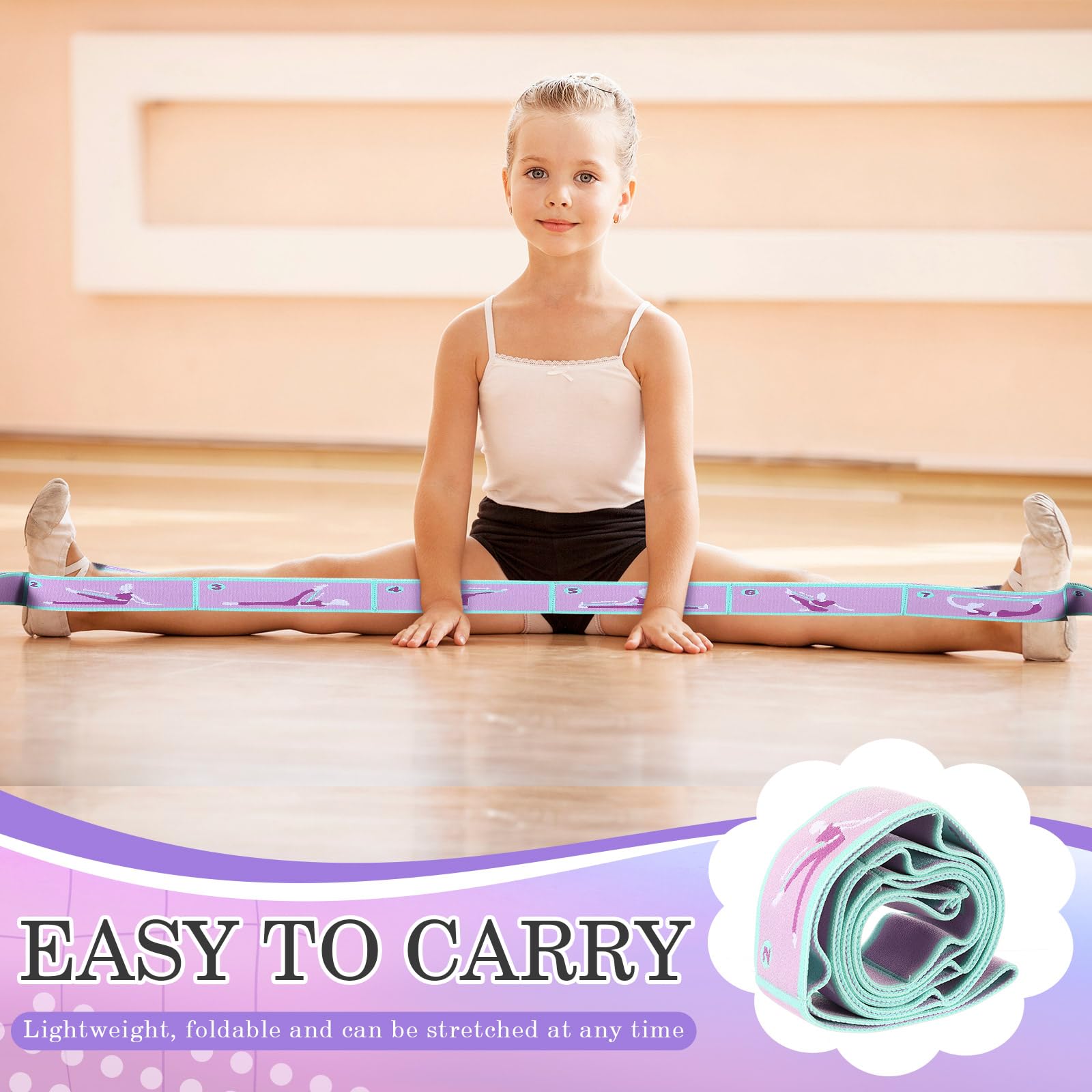 Kids Elastic Stretch Strap - 8-Loop Adjustable Resistance Band for Gymnastics, Ballet, Dance, Yoga & Pilates Training | Perfect for Children's Stretching Exercises & Flexibility Development