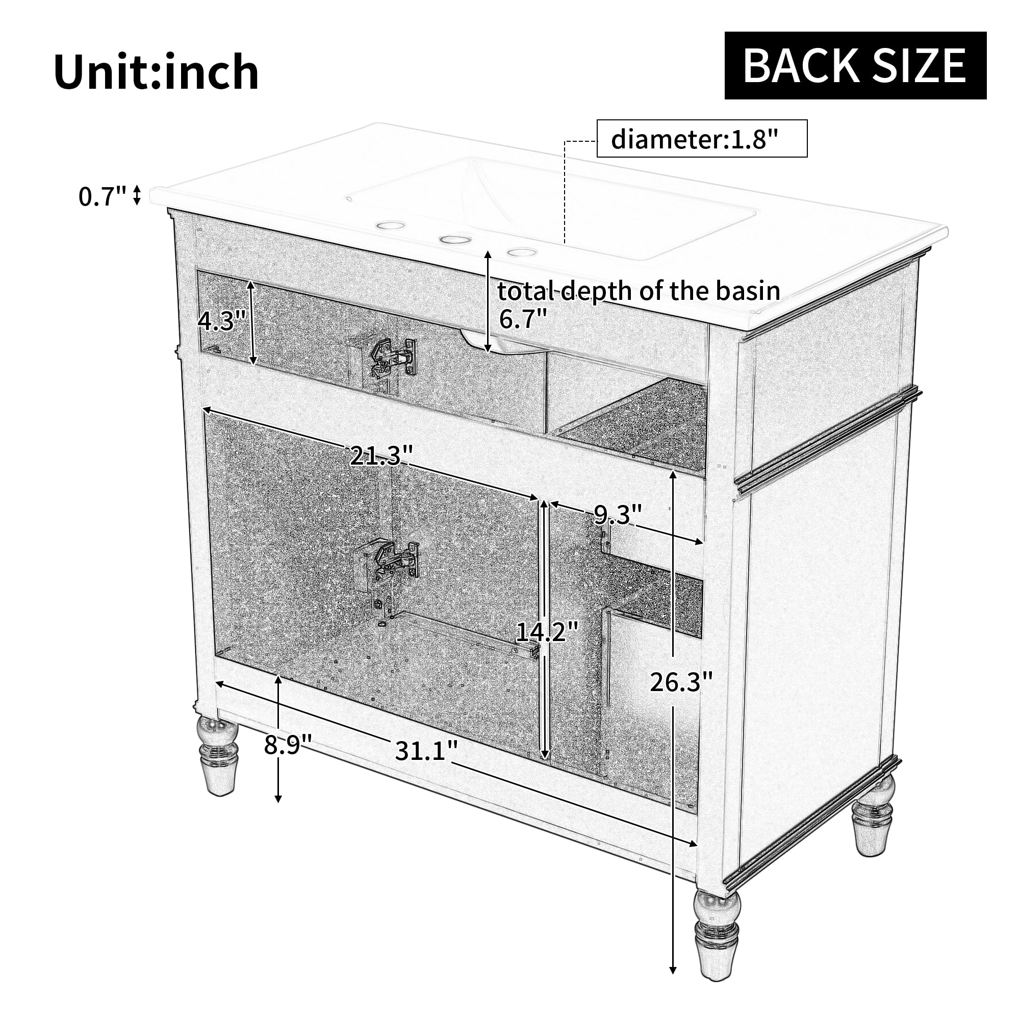 Harper & Bright Designs 36 Inch Modern Bathroom Vanity with Sink & Storage Drawers - Solid Wood Frame & MDF Board - Soft Close Door Hinges - Space Saving Gray Cabinet for Small Bathrooms, Powder Rooms & Master Baths