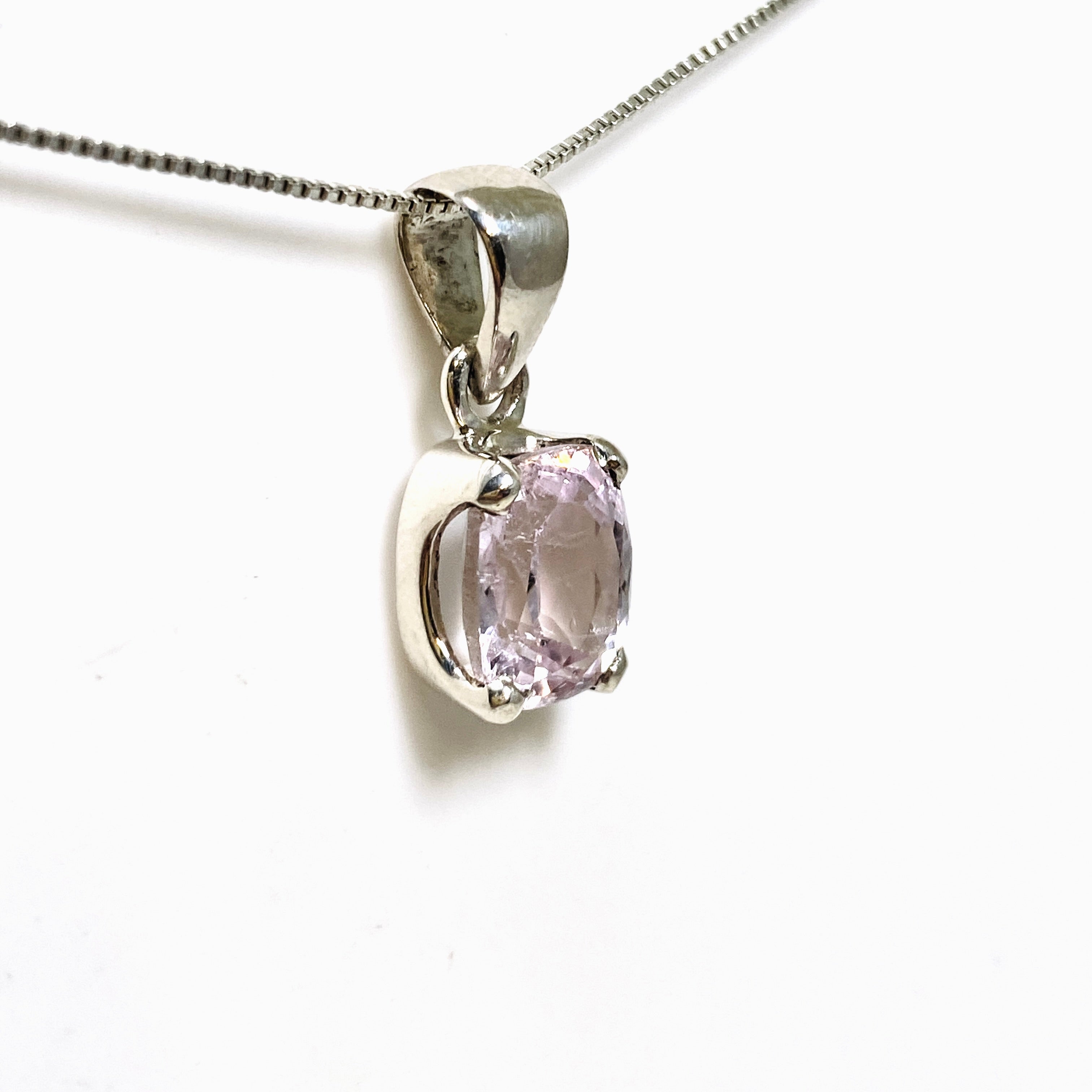 Kunzite Rectangular Faceted Pendant Necklace - PPGJ880 | Elegant Jewelry for Women, Perfect for Weddings, Parties & Special Occasions