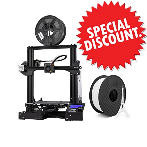 Creality Ender 3 Plus 3D Printer with 1.75mm White PLA Filament - Perfect for Home DIY, Prototyping & Hobby Projects