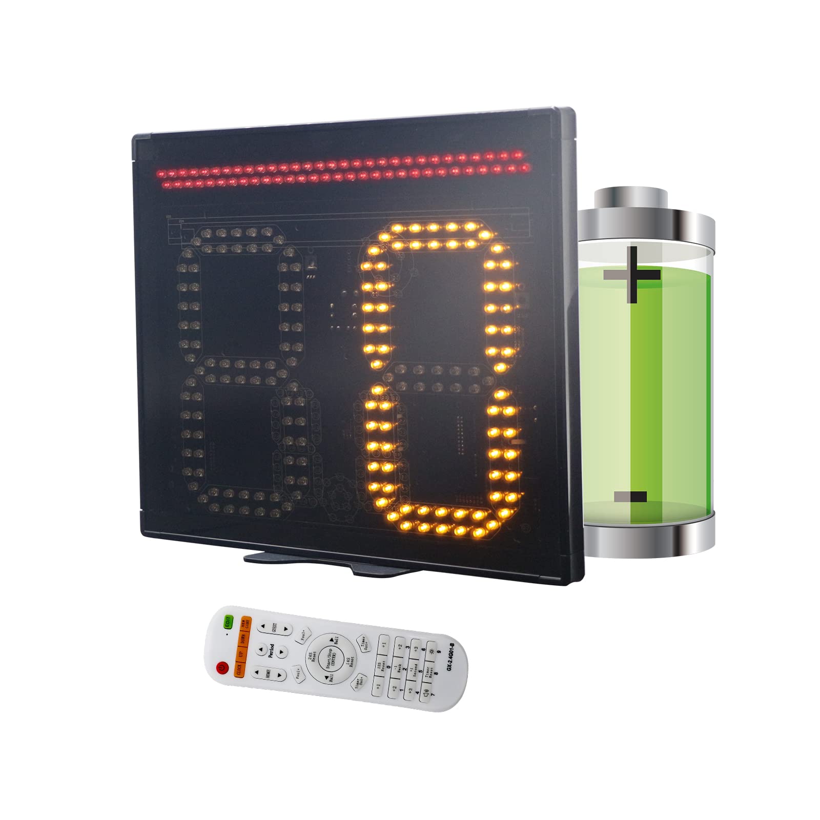 Basketball Shot Clock with LED Light & Remote Control - 12/24/25/30/35/40/60 Seconds Countdown Timer - Battery or Plug-in Powered for Indoor/Outdoor Courts, Training, and Games