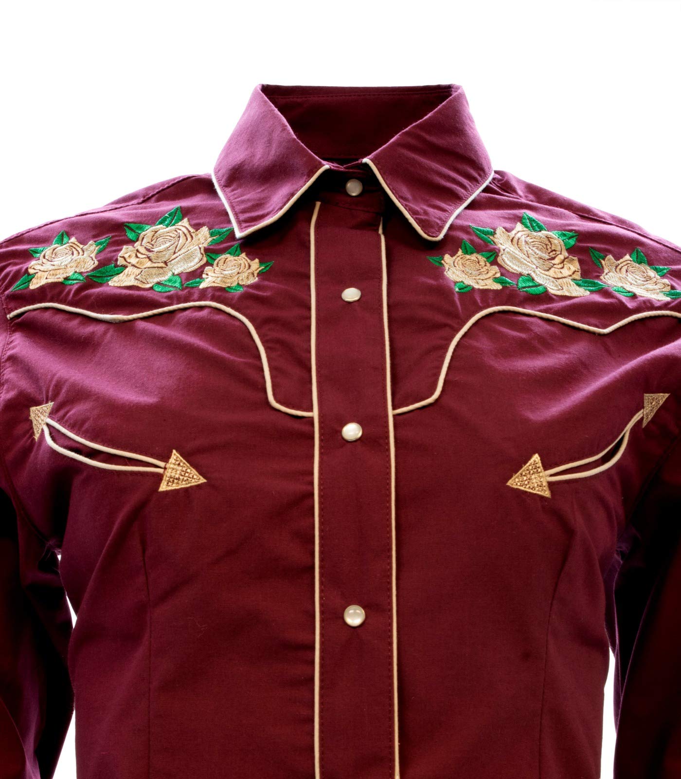 Women's El Señor de Los Cielos Western Shirt - Burgundy Cowgirl Style Top for Country Music Festivals & Rodeo Events