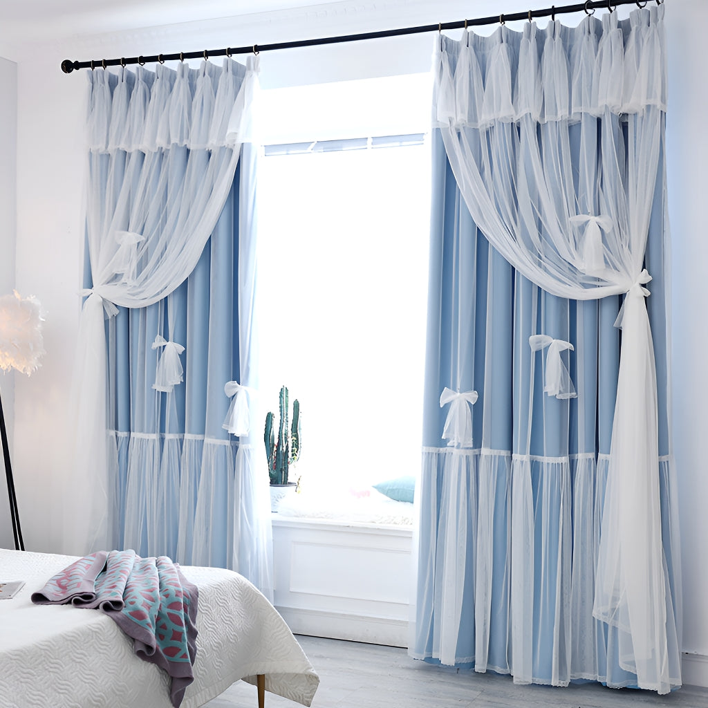 Beatrice 4-Layer Room Darkening Blackout Curtains for Bedroom - Thermal Insulated Noise Reducing Window Drapes, Custom Size Available, Perfect for Nursery, Home Theater & Shift Workers