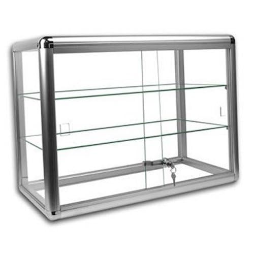 Premium Counter Top Glass Display Showcase with Optional LED Lighting - White & Black (Silver No Lights) | Perfect for Retail Stores, Bakeries & Jewelry Displays