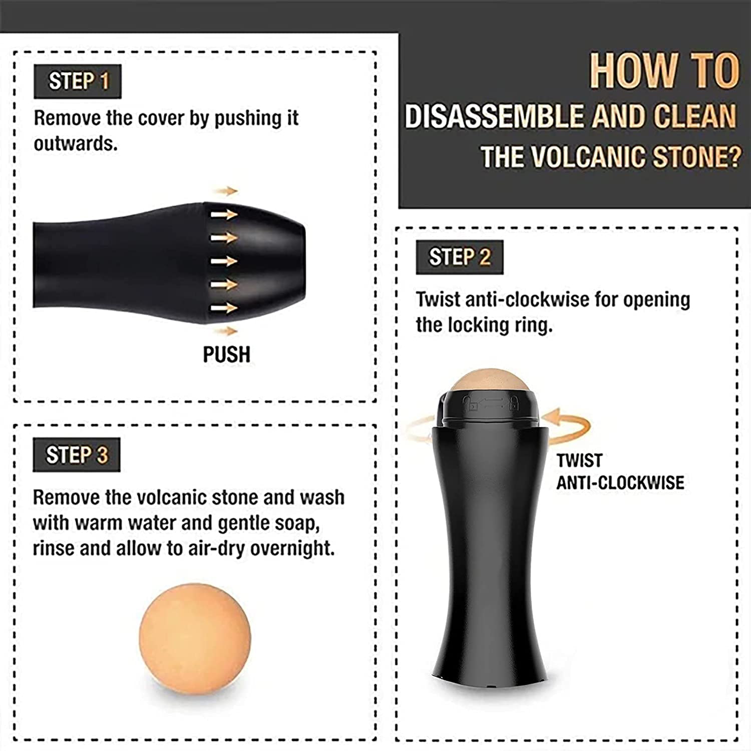 Oil-Absorbing Volcanic Face Roller - Portable & Reusable Facial Skin Care Tool for Oily Skin - Instantly Absorbs Excess Oil - Perfect for Home, Travel, Gym & Daily Use