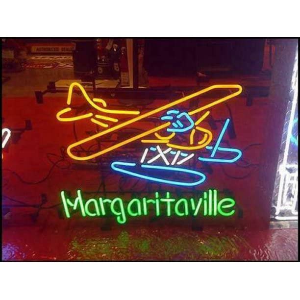 Queen Sense 17x14 Inches Jimmy Buffett Margaritaville Airplane Neon Sign - Vintage Beer Bar Decor for Man Cave, Pub, Home, or Office - Unique Gift for Music & Beach Lovers - Perfect for Parties, Game Rooms & Tiki Bars