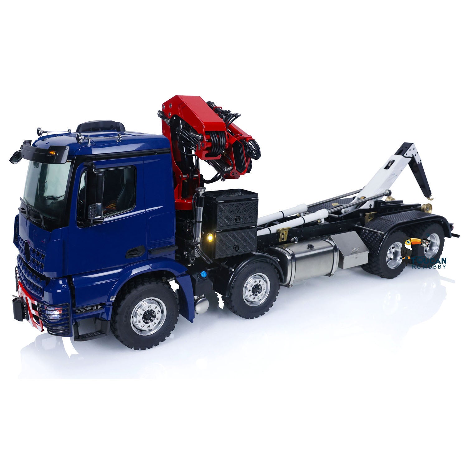 1/14 LESU RC 8x8 RTR Painted & Assembled Metal Hydraulic Crane Dumper Tipper Truck with Sound & Light System - Remote Control Construction Vehicle for Adults & Kids, Perfect for Outdoor Play, Construction Site Simulation & RC Hobby Collection