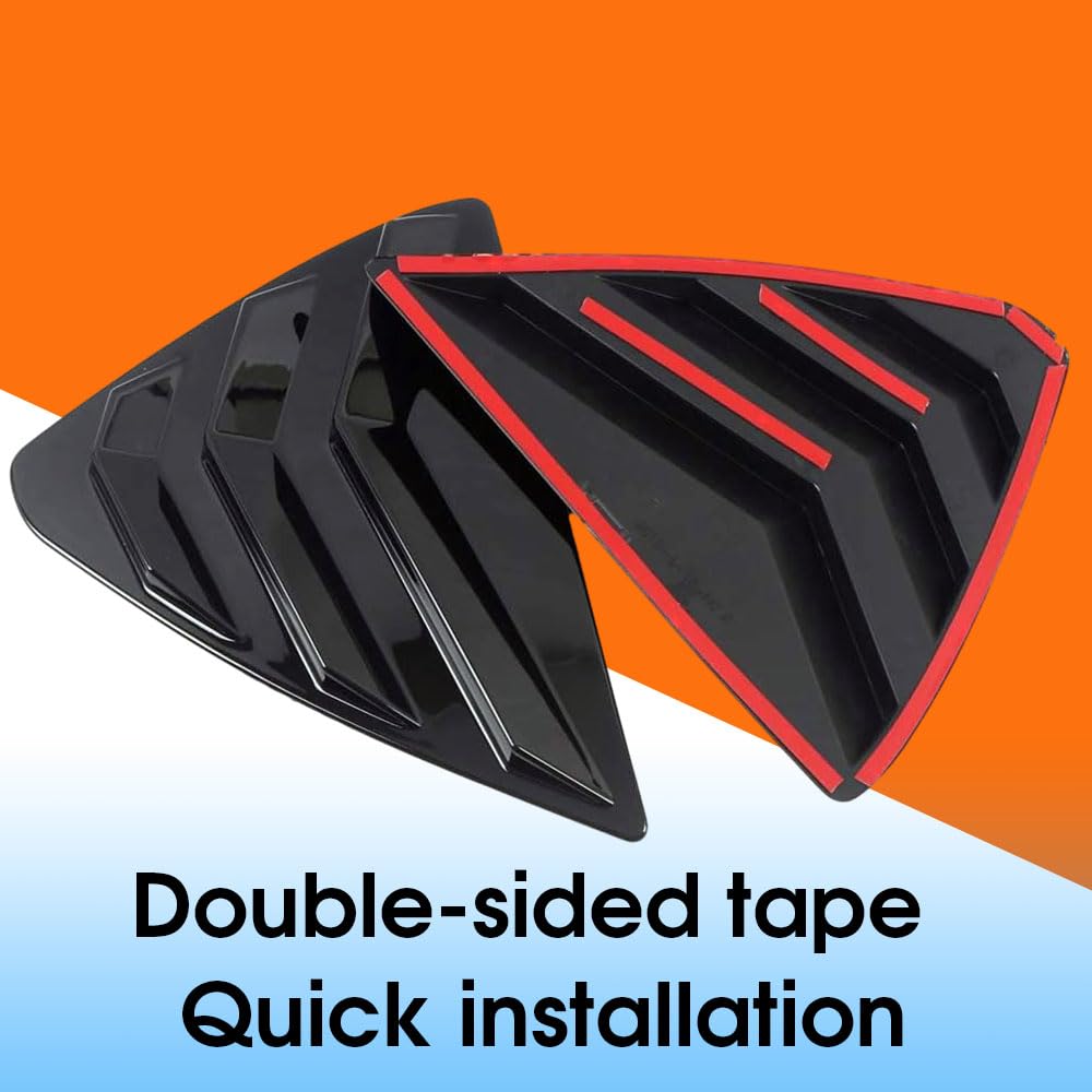BOYOUS 2PCS ABS Plastic Car Side Air Vent Scoops for 2003-2007 Honda Accord 7th Gen - Sport Style Exterior Accessories - Rear Window Louvers (Bright Black) - Enhance Style & Aerodynamics for Street Racing & Custom Car Shows