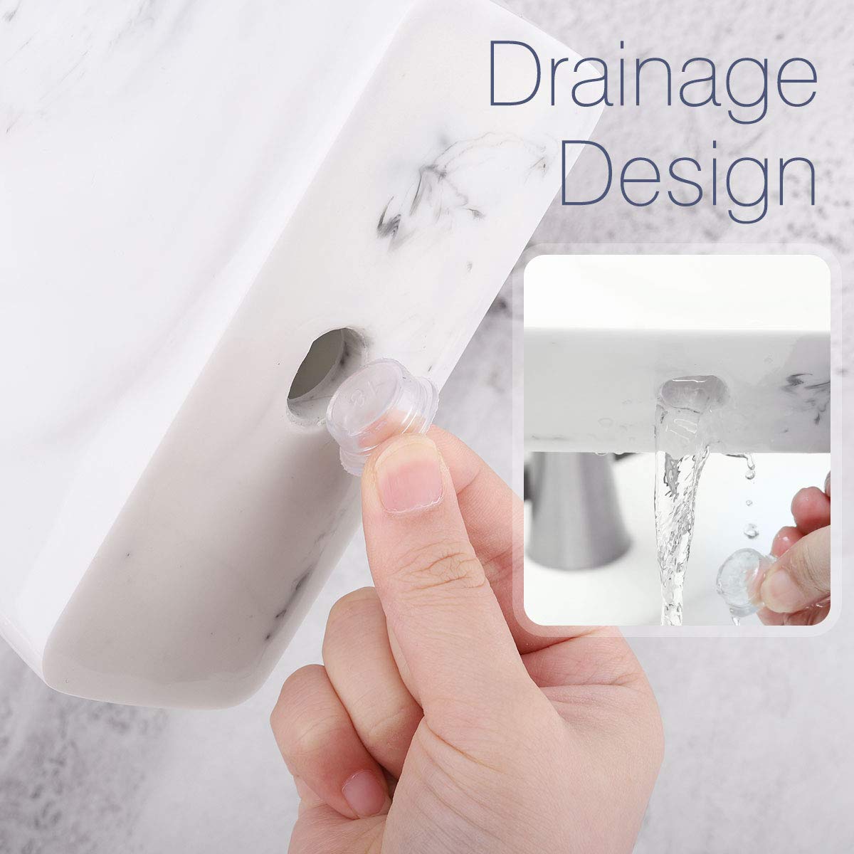 Luxspire Electric Toothbrush Holder with 3 Slots - Large Marble Toothbrush & Toothpaste Stand - Resin Bathroom Organizer for Vanity Counter & Sink - Ink White - Perfect for Modern Bathrooms & Spa-Style Decor