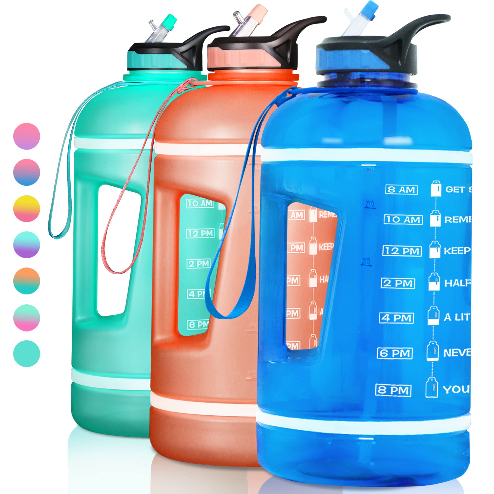 ZOMAKE 64oz/128oz Gallon Water Bottle with Straw & Time Marker - BPA Free, Leakproof Large Motivational Water Jug for Gym, Hiking & Daily Hydration Tracking