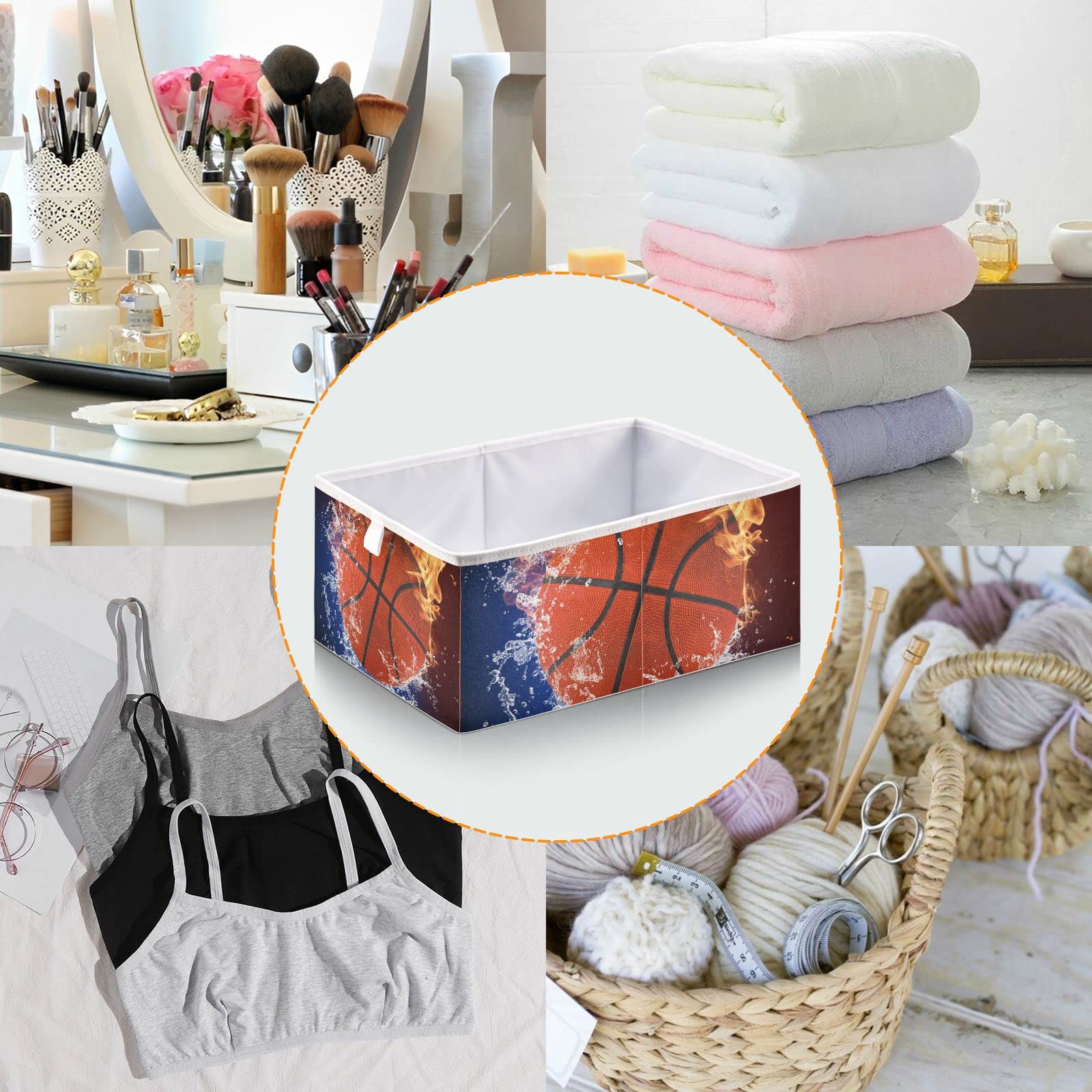 Collapsible Fabric Storage Bin for Basketball Toys - Home & Office Organizer