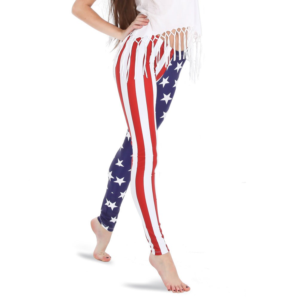 USA Flag Women's Workout Leggings - Patriotic American Athletic Yoga Pants for Running, Gym & 4th of July Celebrations - Small Size