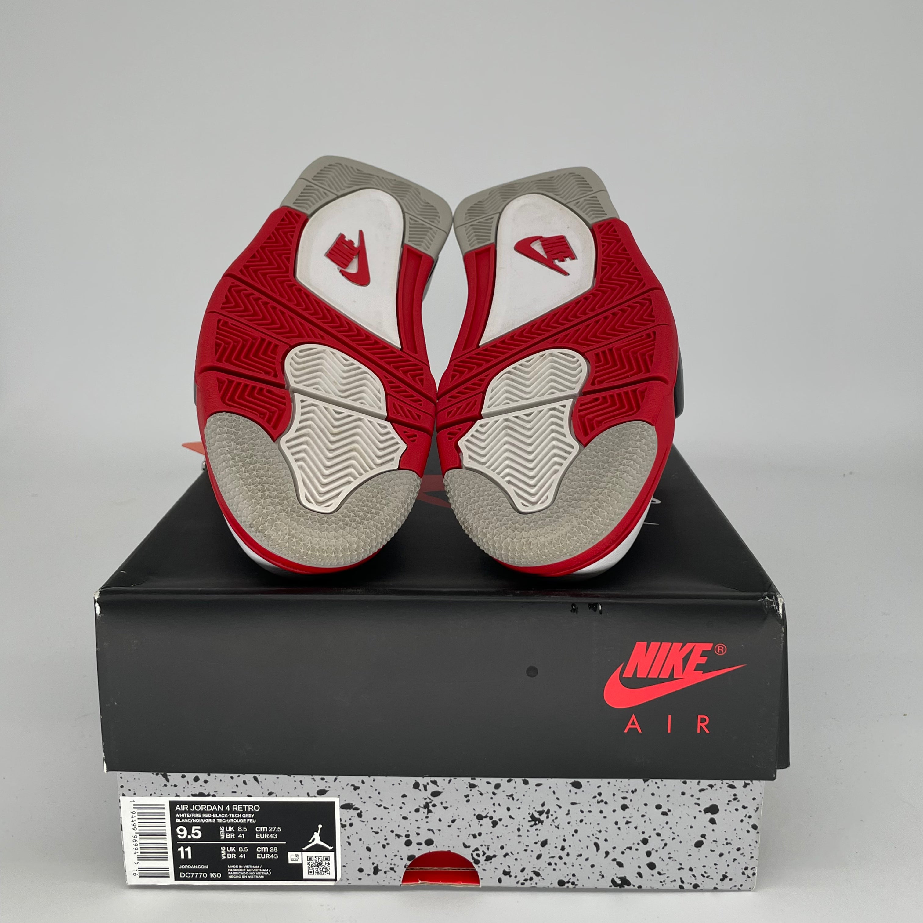 AIR JORDAN 4 Retro Fire Red Sneakers - Men's Size 9.5/Women's Size 11 - Style Code DC7770-160 | Basketball Shoes for Streetwear & Casual Outfits