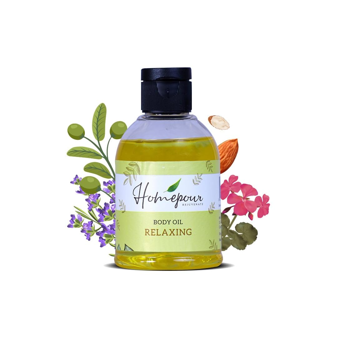 Homepour Relaxing Body Oil 150ml - Handmade Aromatherapy Massage Oil for Stress Relief & Skin Hydration | Perfect for Spa Nights, Self-Care Routines & Gift Giving