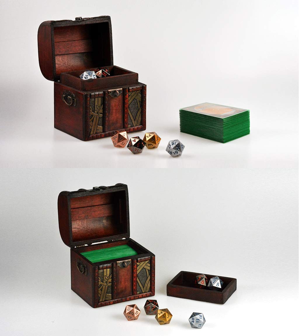 Lockable Wooden Deck Box for MTG, Magic, FaB, TCG, YGO, PTCG - Elven Chest (Harmony) - Storage for Trading Cards, Dice, DnD Spell Cards & Commander Decks - Perfect for Gaming Sessions & Card Collection Organization