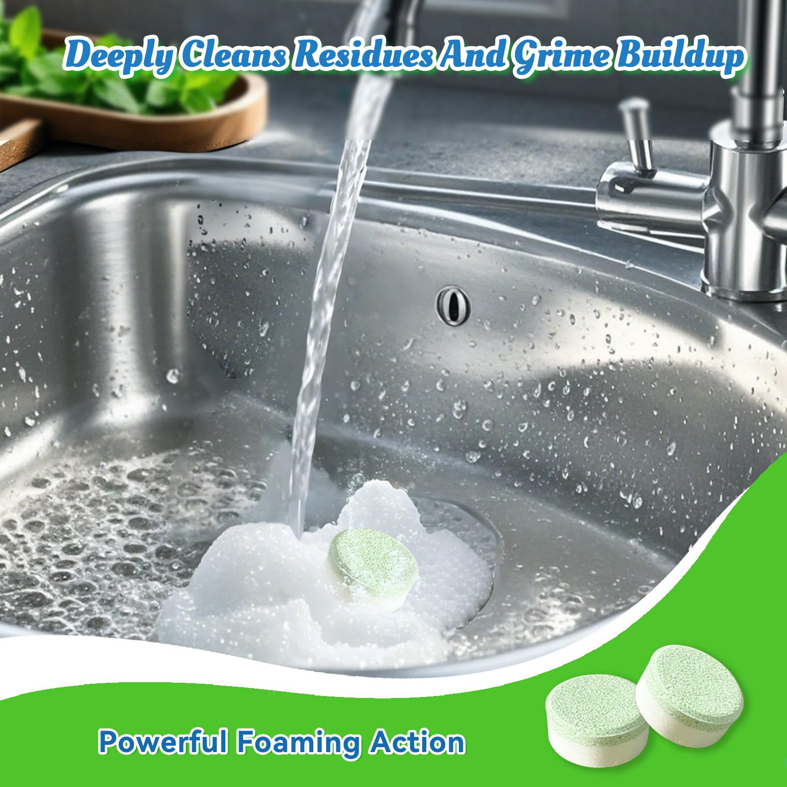 **24 Pack Garbage Disposal Cleaner Tablets - Deep Cleaning, Deodorizing & Descaling - Heavy Duty Grease, Grime & Limescale Remover - Mint Foaming Freshener for Kitchen Sink (1 Year Supply) - Eliminates Odors & Keeps Disposal Fresh**