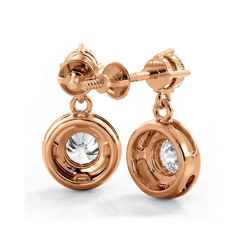 1.0 Carat Round Diamond Heavenly Halo Drop Earrings - Elegant Dangle Earrings for Weddings, Parties & Special Occasions