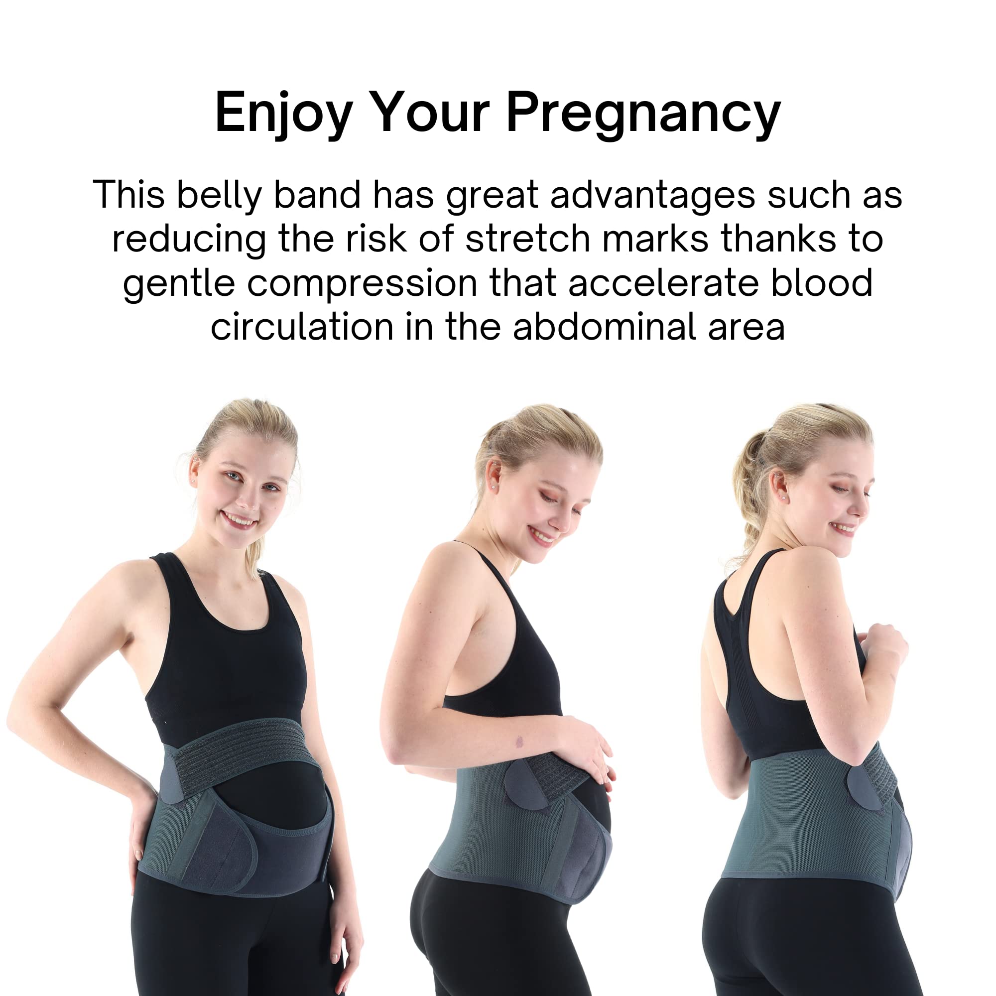 Invera Adjustable Maternity Belly Support Belt for Pregnant Women - Pelvic & Back Pain Relief, Breathable Pregnancy Brace (Medium, Navy Blue) - Perfect for Daily Wear, Workouts & Third Trimester Comfort