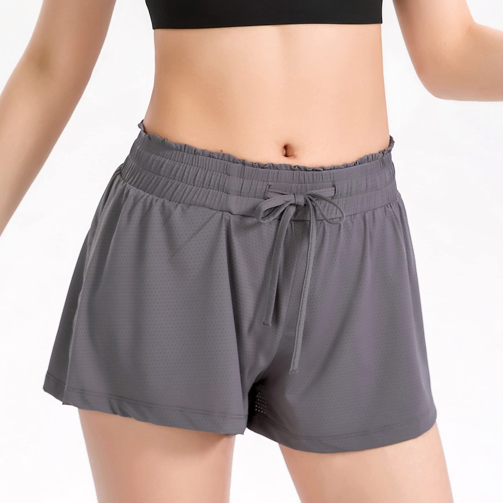 Lu's Chic Women's Running Shorts - Quick-Dry High Waisted Athletic Shorts with Liner for Workout, Gym, Golf & Sports | Perfect for Jogging, Yoga & Summer Outdoor Activities