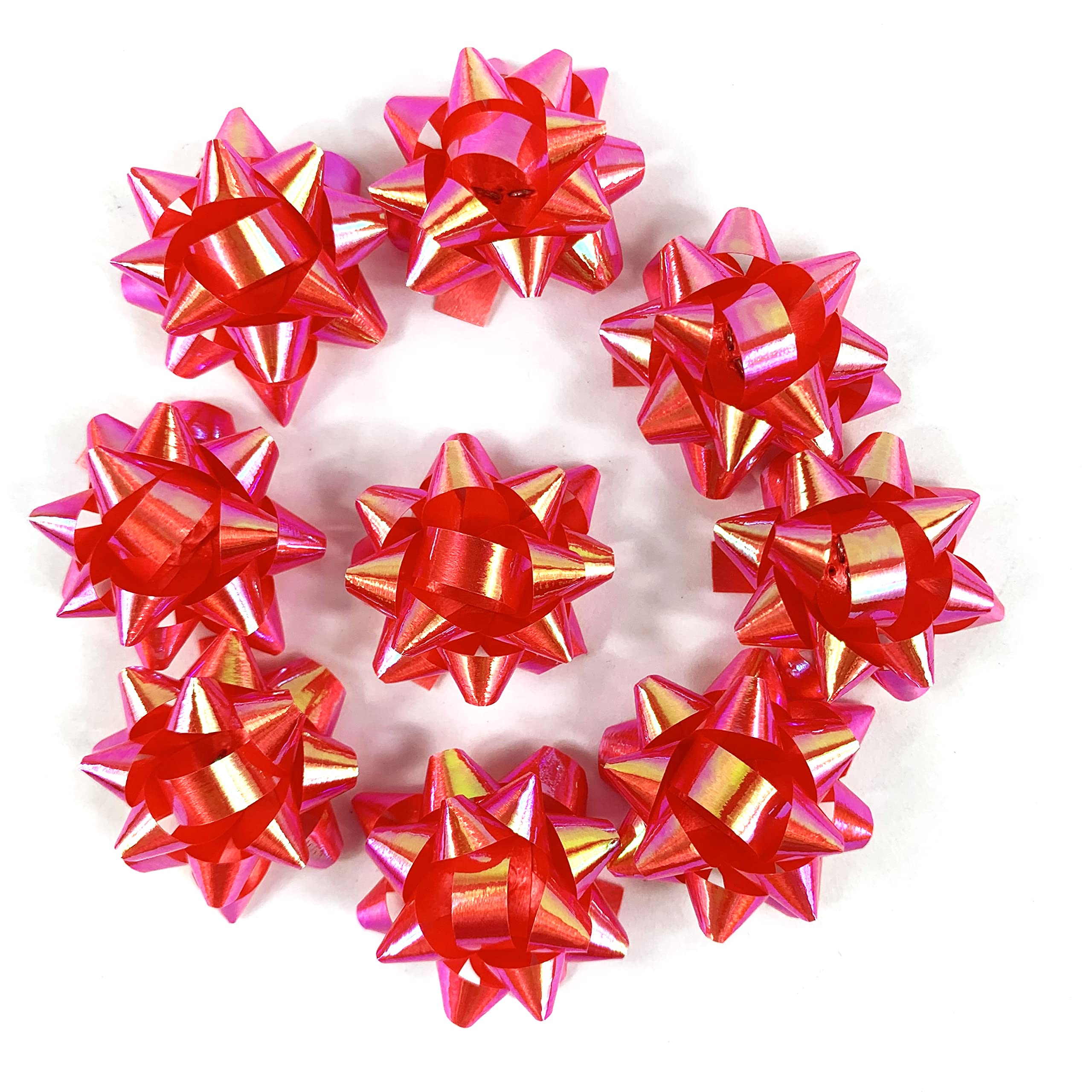 50-Pack 1-Inch Mini Red Star Gift Bows - Colorful Wrapping Bows for Christmas Presents, Party Decorations & DIY Craft Projects