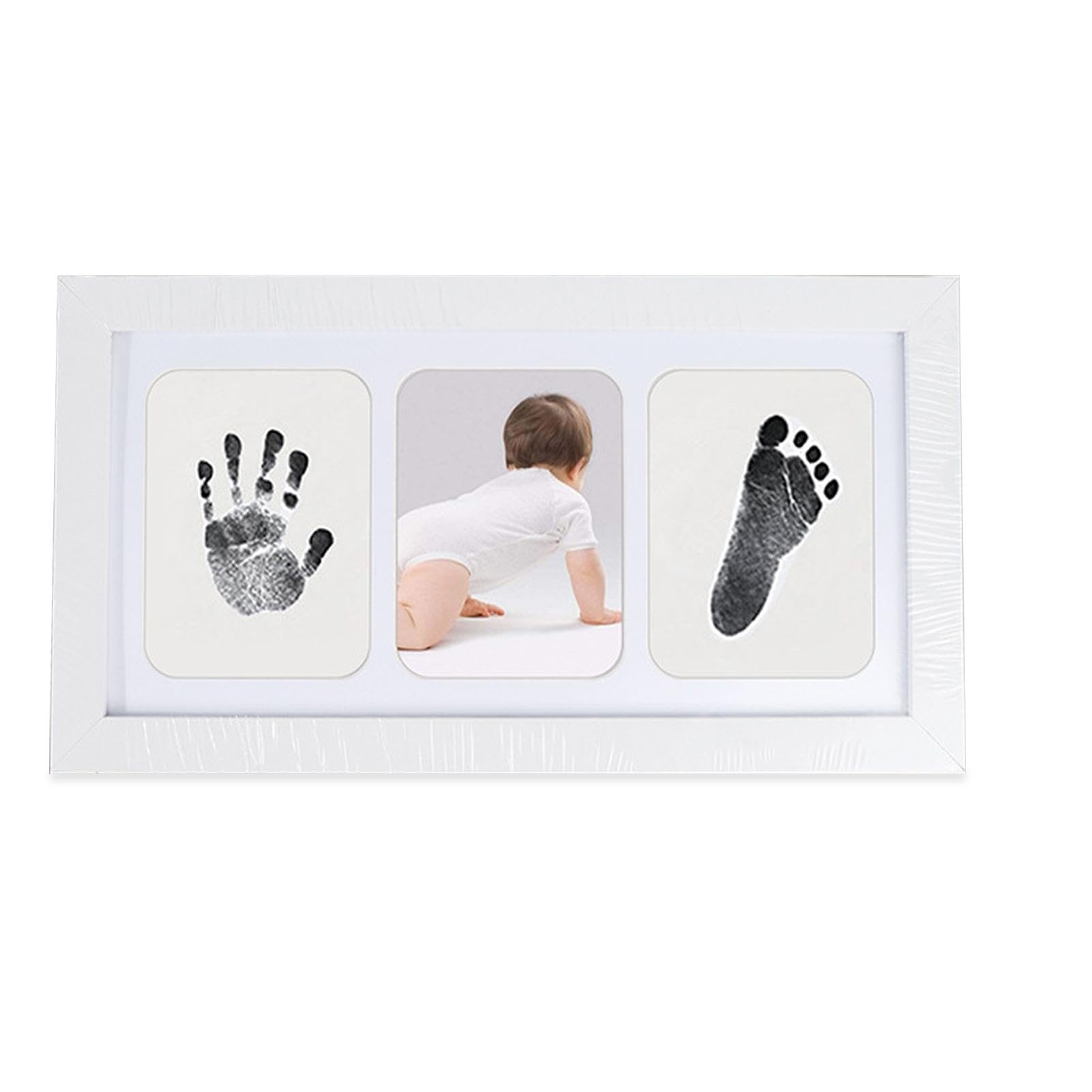 Baby Handprint and Footprint Frame Kit - Rustic Nursery Decor Picture Frames with Safe Clean-Touch Materials | Handprint Mold Kit for Newborn Keepsake, Baby Shower Gift & First Birthday Present | Perfect for Nursery Wall Decor, Baby Memory Book & Family Keepsakes