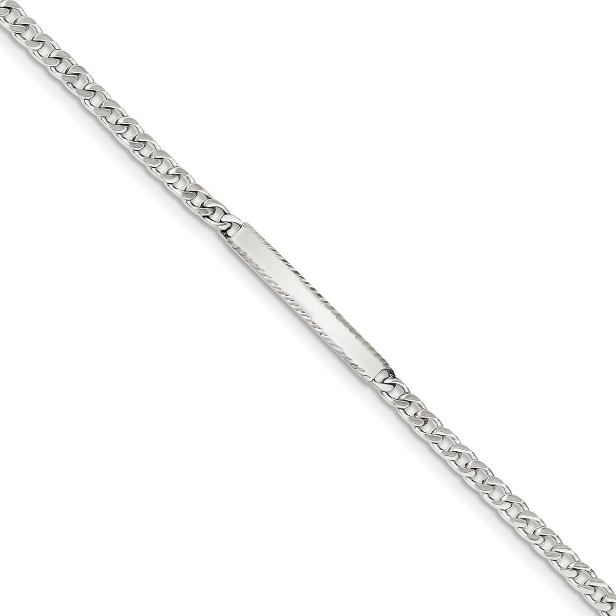 925 Sterling Silver Polished D-Cut Engraveable Curb ID Bracelet for Women - 7 Inch Adjustable Lobster Claw Clasp, 3mm Wide - Perfect for Medical Alert, Personal Identification & Fashion Accessories