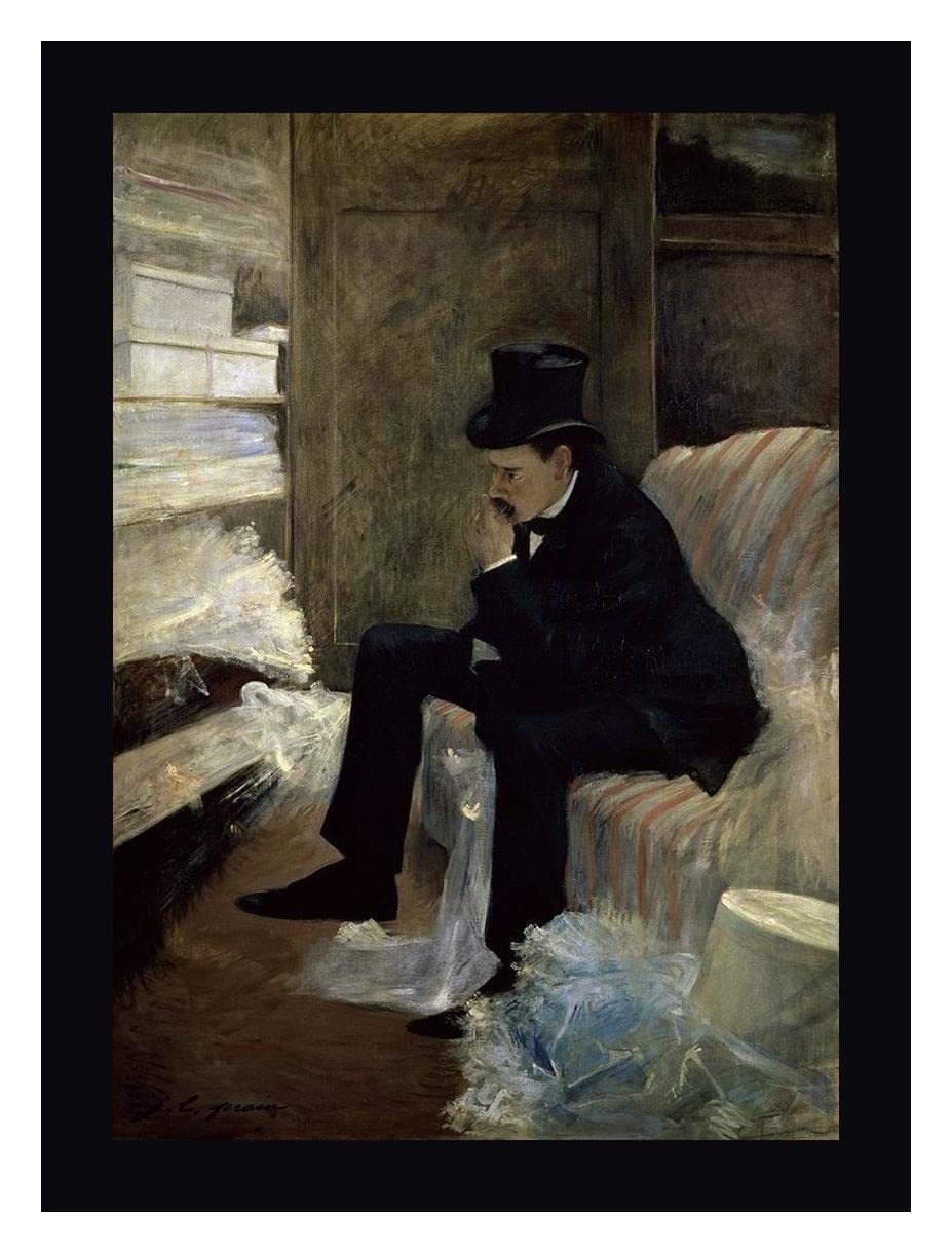 The Widower by Jean-Louis Forain - 15x20 Inch Framed Canvas Wall Art Print with Black Frame - Ready to Hang - Perfect for Living Room, Bedroom, or Office Decor