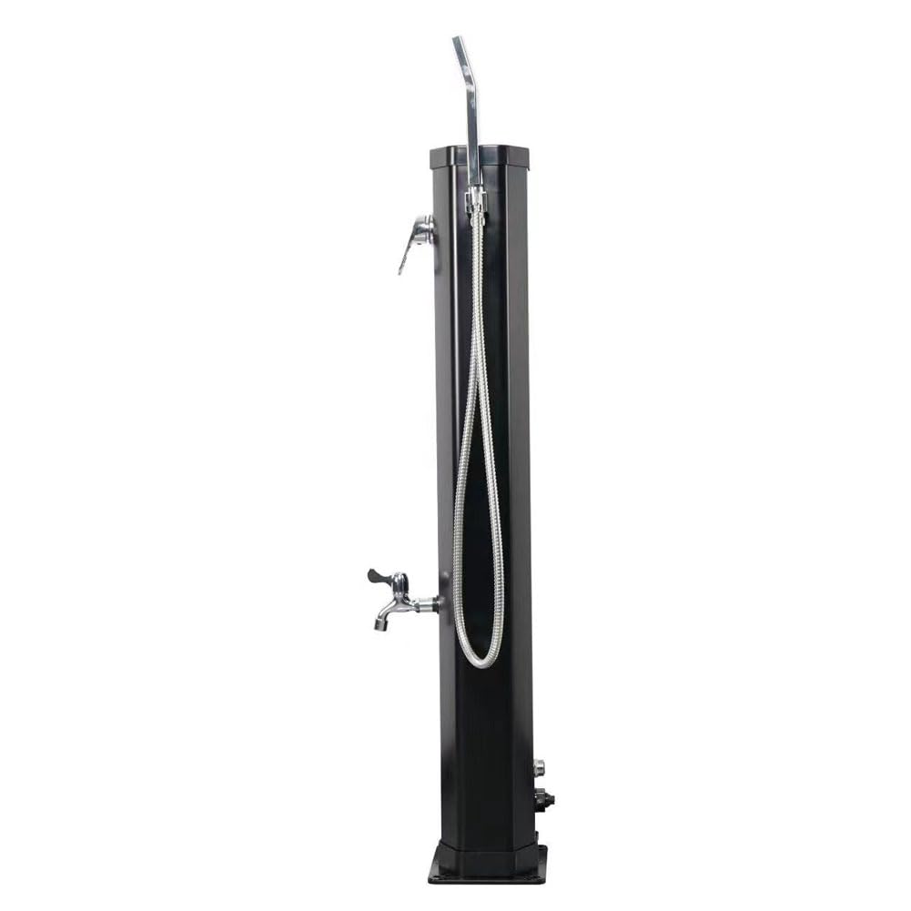 9.3 Gallon Solar Outdoor Shower with Adjustable Shower Head - 7.2Ft Portable Camping Shower with Handheld Sprayer & Foot Tap - Perfect for Poolside, Backyard, Beach, RV, Camping and Outdoor Adventures (Black)