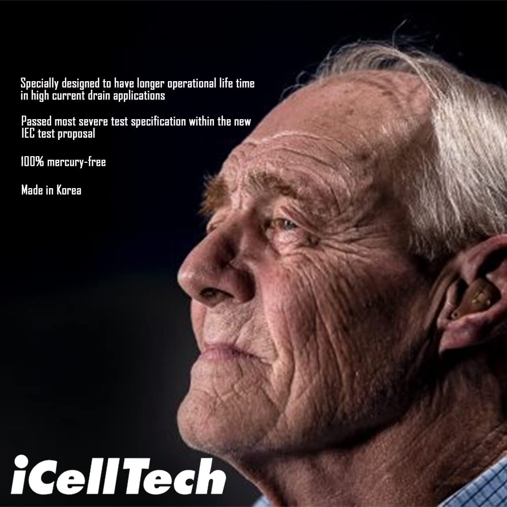 60 Pack iCellTech 675 Hearing Aid Batteries with Convenient Battery Caddy - Long-Lasting Power for Hearing Aids, Perfect for Travel & Daily Use