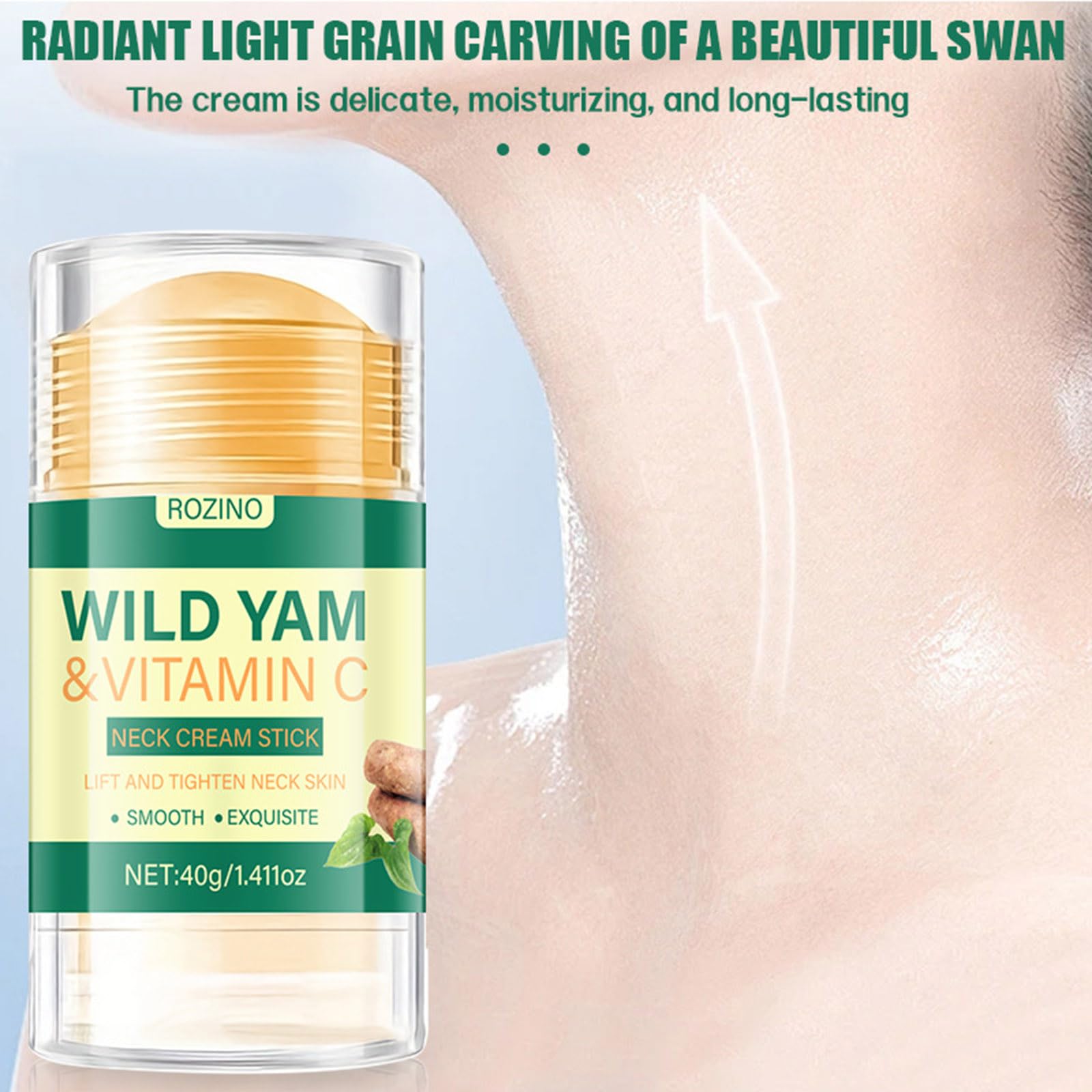 Organic Wild Yam Neck Firming Stick for Women - Vitamin C Enriched Tightening & Lifting Cream - Natural Anti-Wrinkle Moisturizer for Hydrated Skin - Perfect for Daily Skincare Routine & Nighttime Use