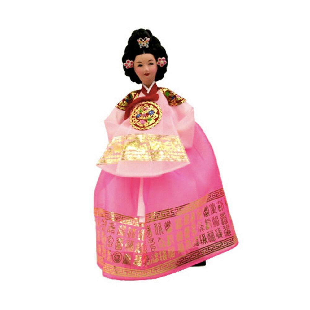 Korean Traditional Handicraft Hanbok Doll - Queen Version 1 Figure Gift in Pink | Authentic Korean Cultural Collectible for Home Decor, Wedding Gifts & Asian Culture Enthusiasts