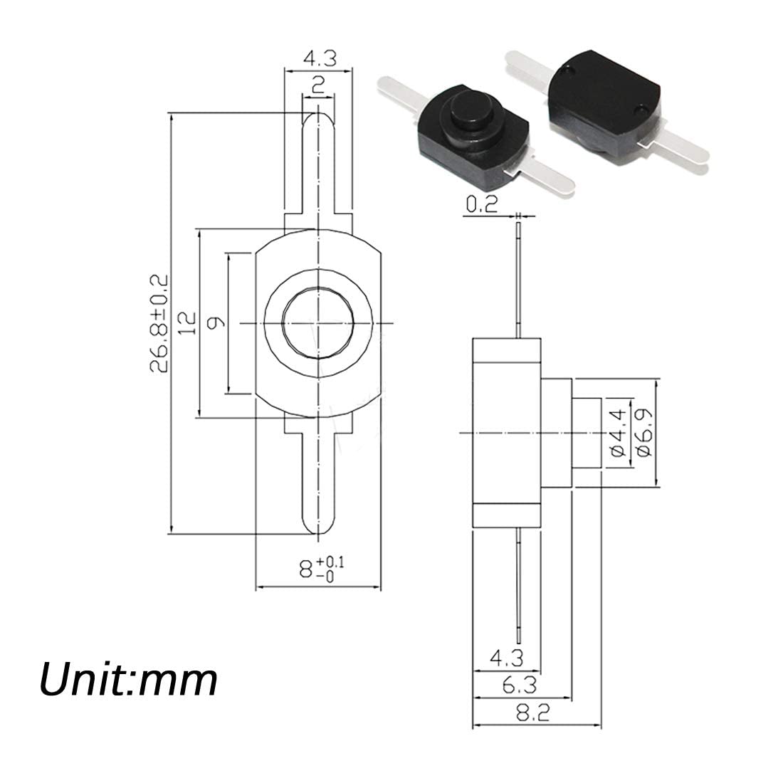 12V Waterproof Push Button Switch - Black Latching Mini ON/Off Self-Locking Micro Switch for Marine, RV, Automotive & Industrial Equipment