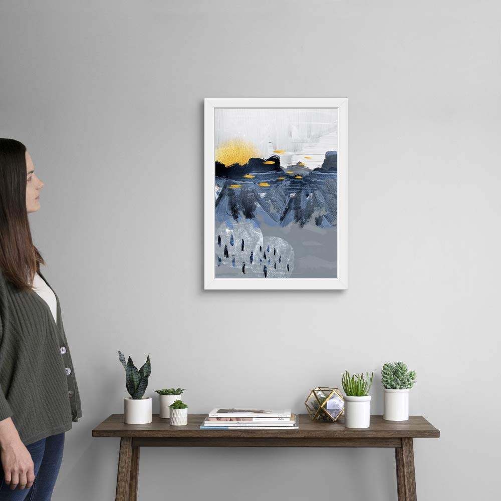 Abstract Landscape White Framed Art Print - Modern Wall Art Decor for Living Room, Bedroom & Office