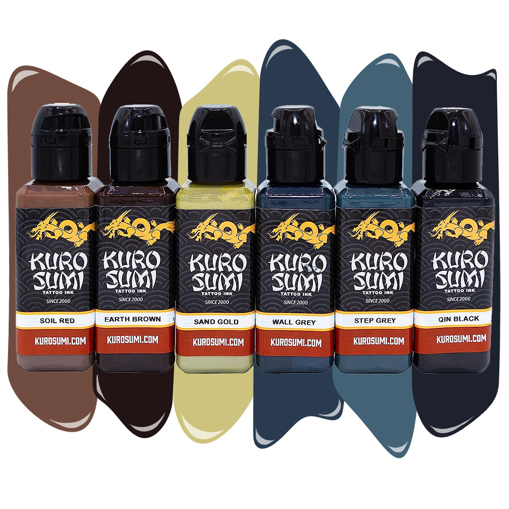 Kuro Sumi Great Wall Tattoo Ink Set - Professional Tattoo Artist Supplies for Realistic & Traditional Tattoos - Perfect for Sleeves, Portraits, and Body Art