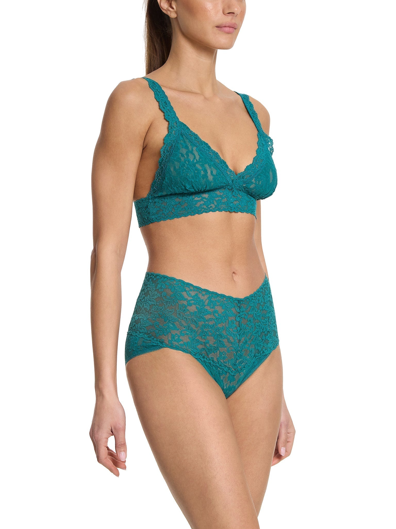 Signature Lace Crossover Bralette - Comfortable Wireless Bra for Women, Seamless Underwear for Everyday Wear, Perfect Under T-Shirts & Dresses | Yoga, Lounge, Sleep, Layering