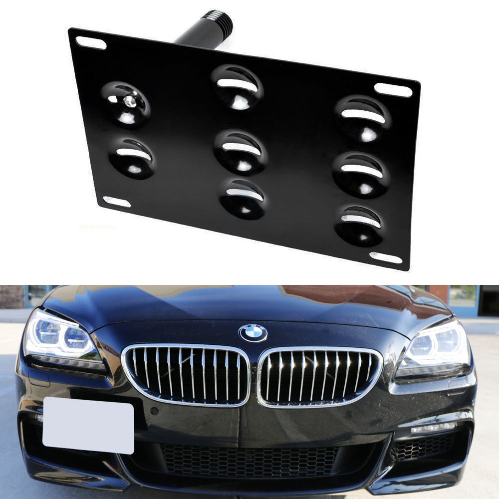 BMW 6 Series Front Bumper Tow Hook License Plate Mounting Bracket Holder (Fits 2011+ Models) - Easy Installation & Secure Fit for Street Parking & Car Shows