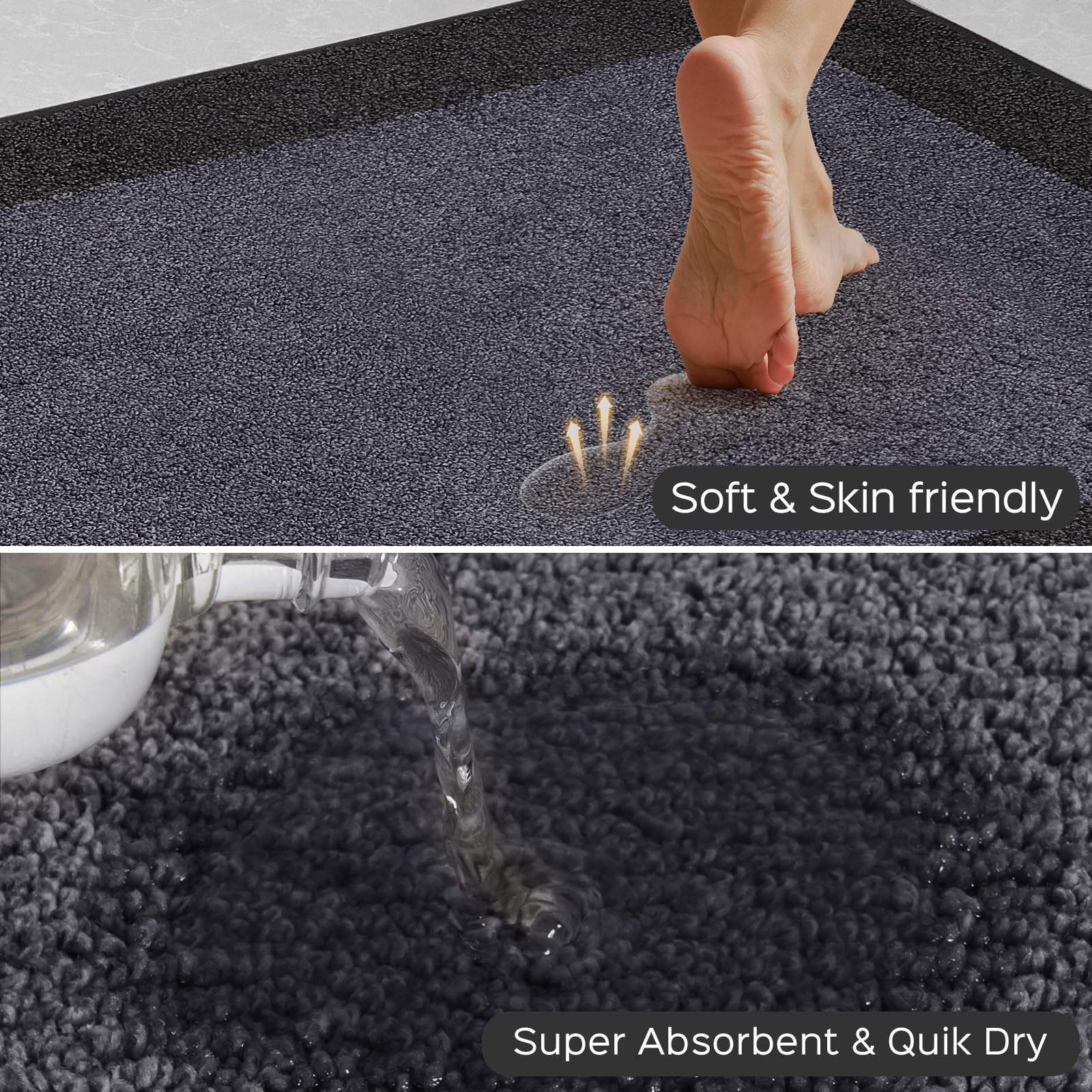 Machine Washable Non-Slip Kitchen Rugs Set of 2 (24