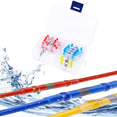 Waterproof Solder Wire Connectors - 50pcs Heat Shrink Butt Splice for Automotive, Marine & Truck Wiring - Insulated Electrical Joints for Boats, Cars & Outdoor Applications