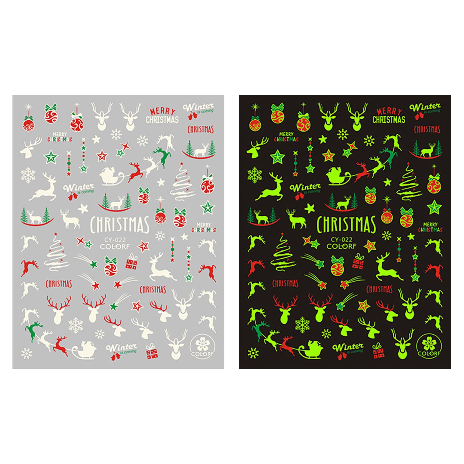 LNKCZG Christmas Luminous Nail Stickers - Santa Claus & Tree Holiday Nail Art Decals for Party, Gifts & Festive Nail Designs | Perfect for Christmas Parties, Gift Giving & Winter Nail Art