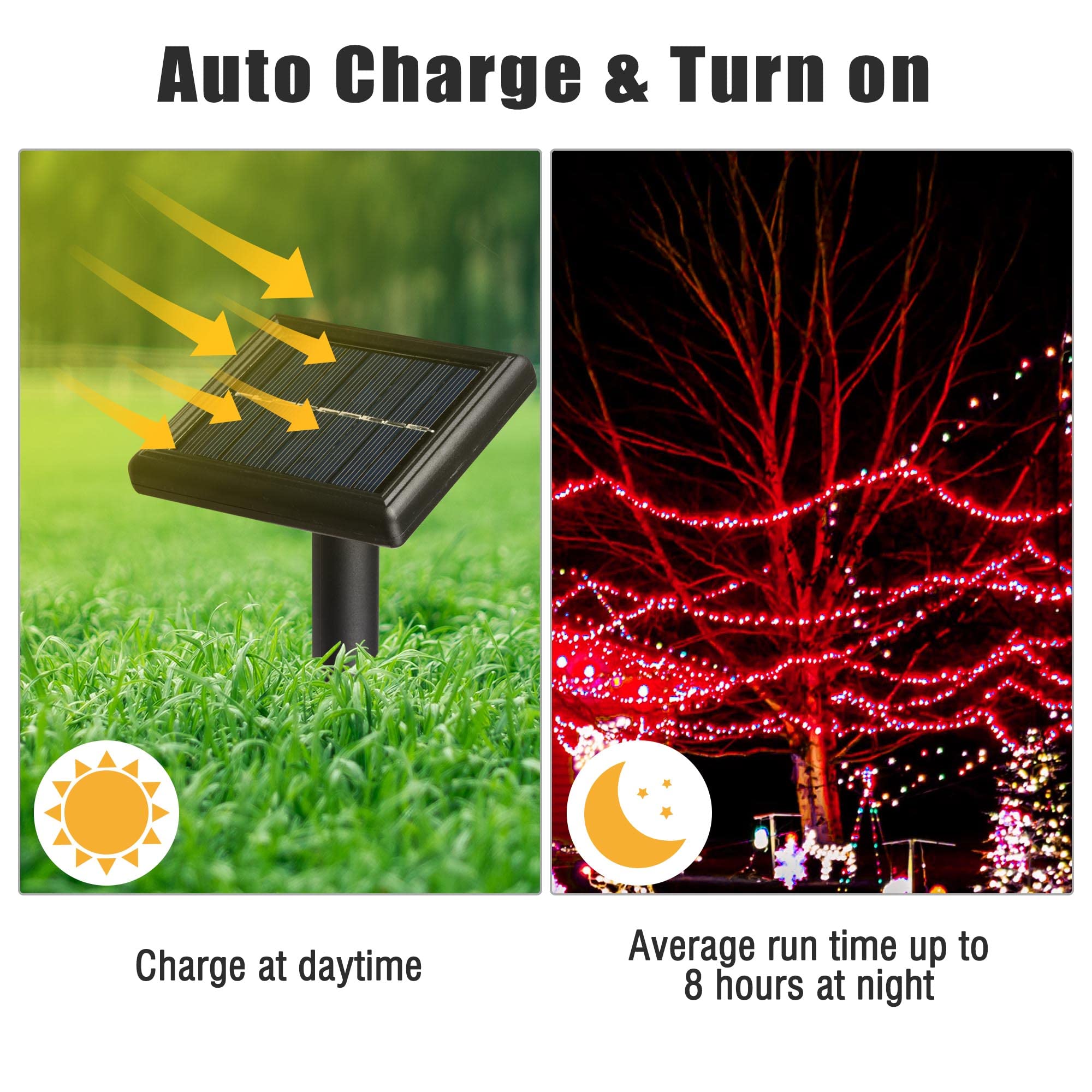 Yescom 4Pcs 36FT 100 LED Solar String Lights - Waterproof Red Christmas Lights for Outdoor Decorations, Wedding, Party, Garden, Tree & Yard - Perfect for Holiday, Patio, Backyard & Landscape Lighting