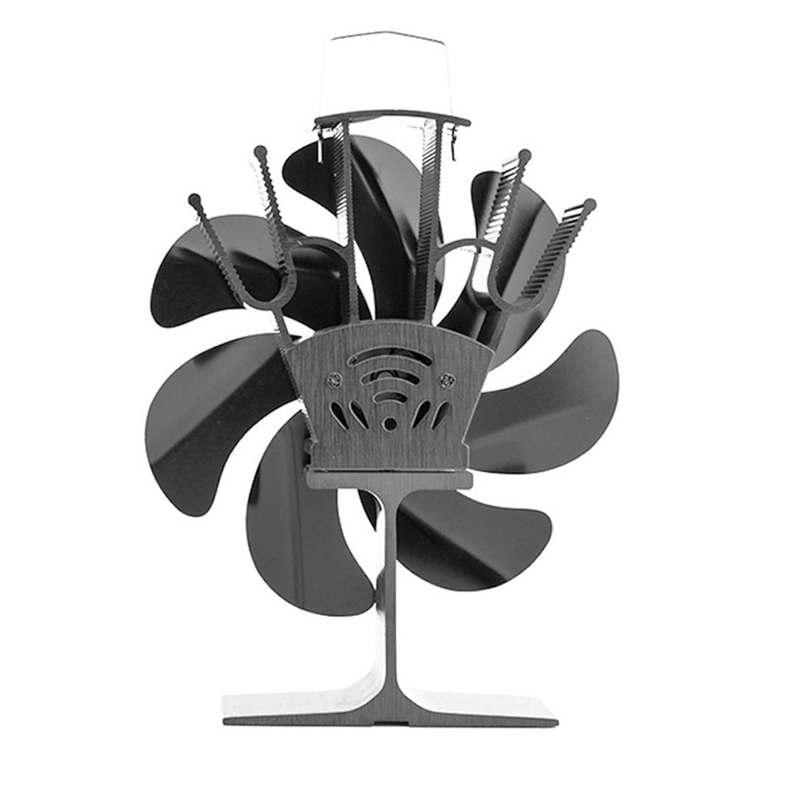 7-Blade Black Heat Powered Stove Fan - Ultra Quiet Wood Burner Fireplace Fan for Efficient Heat Distribution - Perfect for Home, Cabin & RV Fireplace Heating