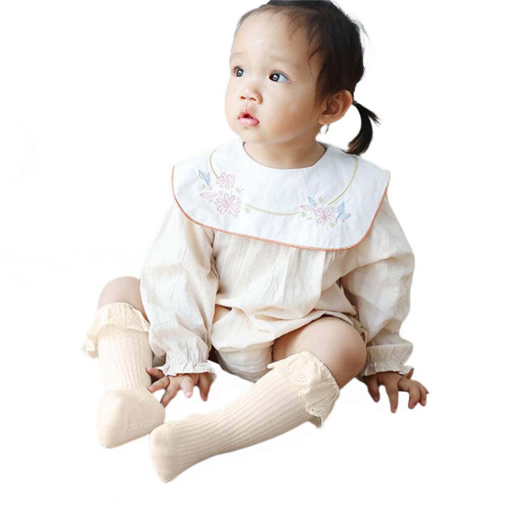 Adorable Newborn Baby Girls' High Knee Knitted Socks - Cute Ruffle Lace Long Stockings for Toddlers & Infants - Warm Winter Fall Fashion - Perfect for Photoshoots, Holidays & Daily Wear