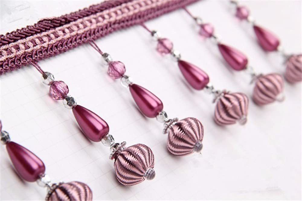 QUNLIPAI 12 Yards/Lot Purple DIY Sewing Lace Tassel Fringe Trim Ribbons for Curtains, Drapery, Sofa & Stage Valance Decor - Perfect for Home Decor, Wedding & Party Backdrops