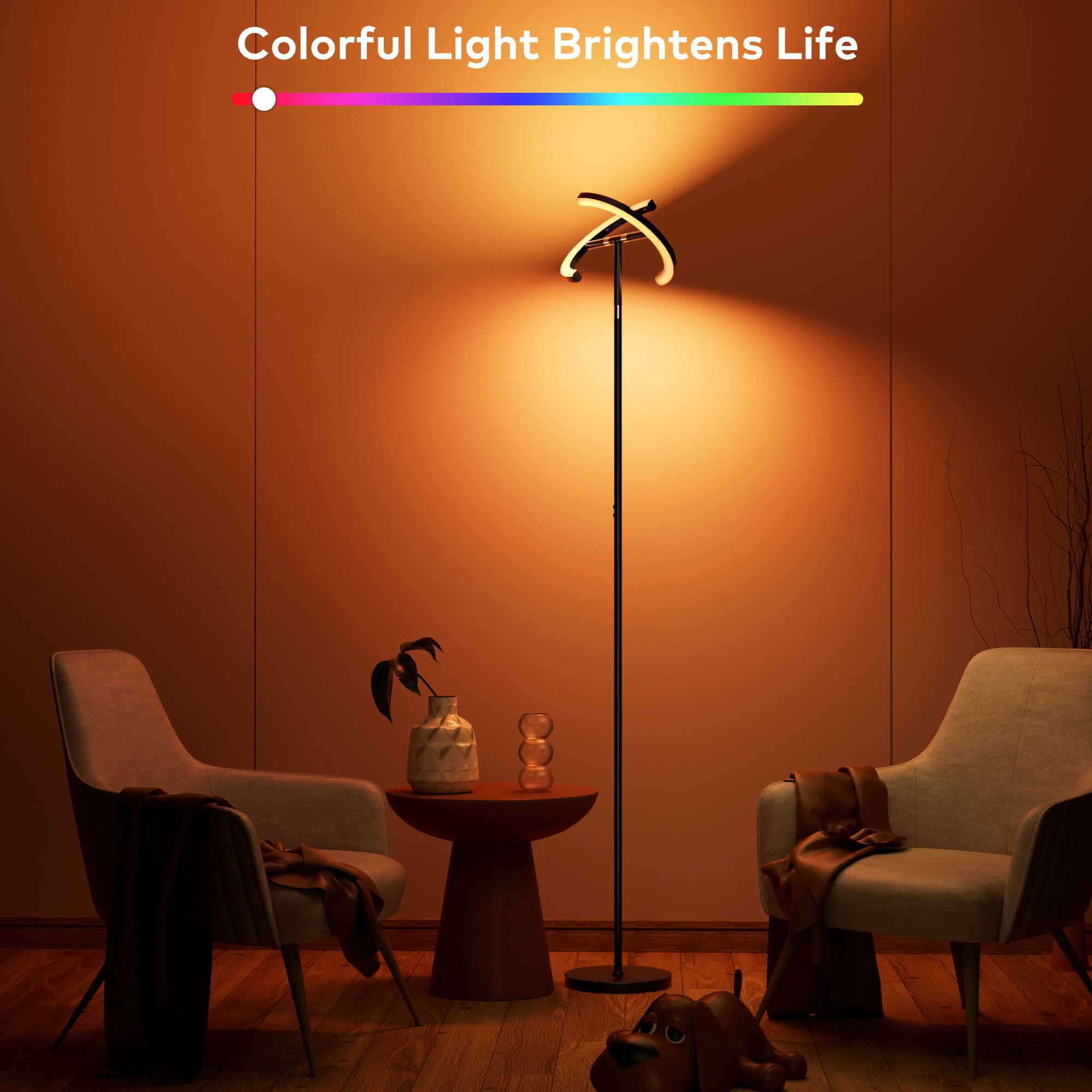 OHLUX 30W Dimmable LED Floor Lamp with RGB Lighting - Modern Standing Lamp with Remote & Button Control, Rotatable Tall Light for Living Room, Bedroom, Office - Perfect for Gaming Setup, Home Decor & Mood Lighting