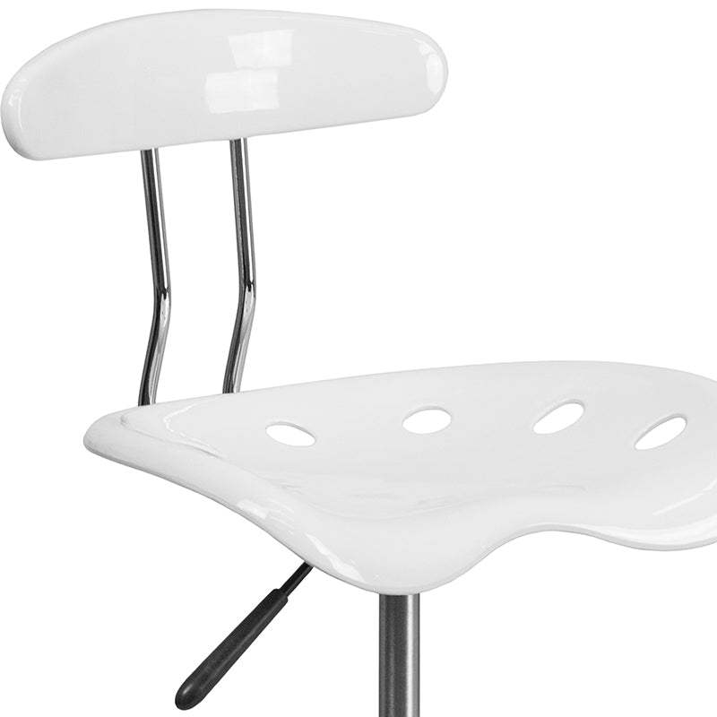 FLASH Bradley Vibrant Violet and Chrome Drafting Stool with Tractor Seat - Adjustable Height Bar Stool for Home Office, Art Studio & Industrial Workspaces