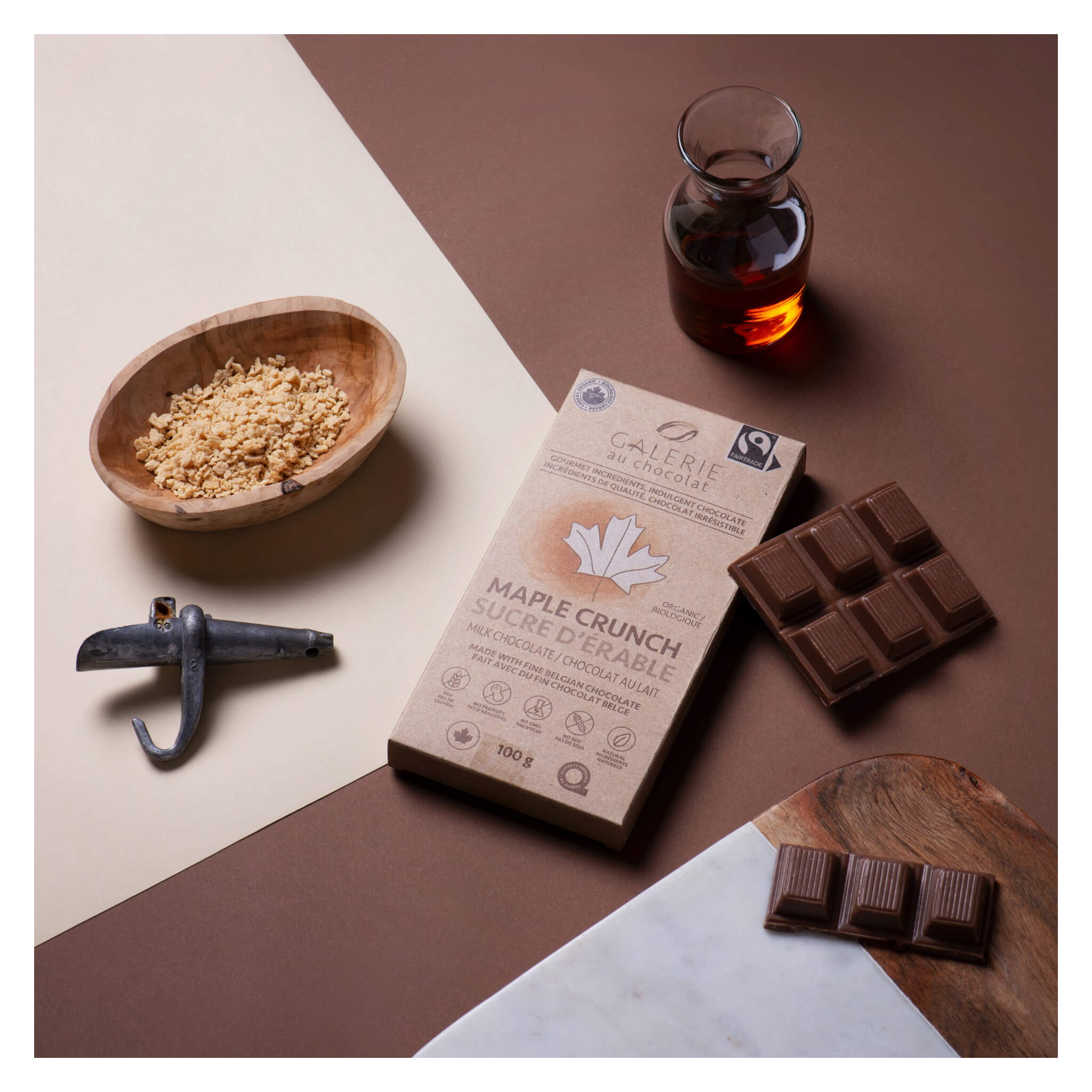 Premium Milk Chocolate Bar with Maple Crunch - Rich & Creamy Candy for Gifting, Snacking & Dessert Topping | Perfect for Holidays, Parties & Sweet Treats