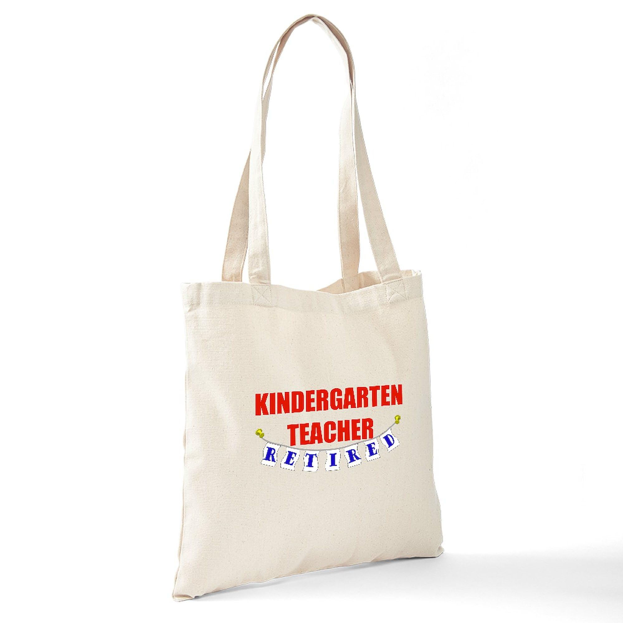 Retired Kindergarten Teacher Tote Bag - Natural Canvas Reusable Shopping Bag for School, Groceries & Everyday Use | Durable Eco-Friendly Gift for Educators