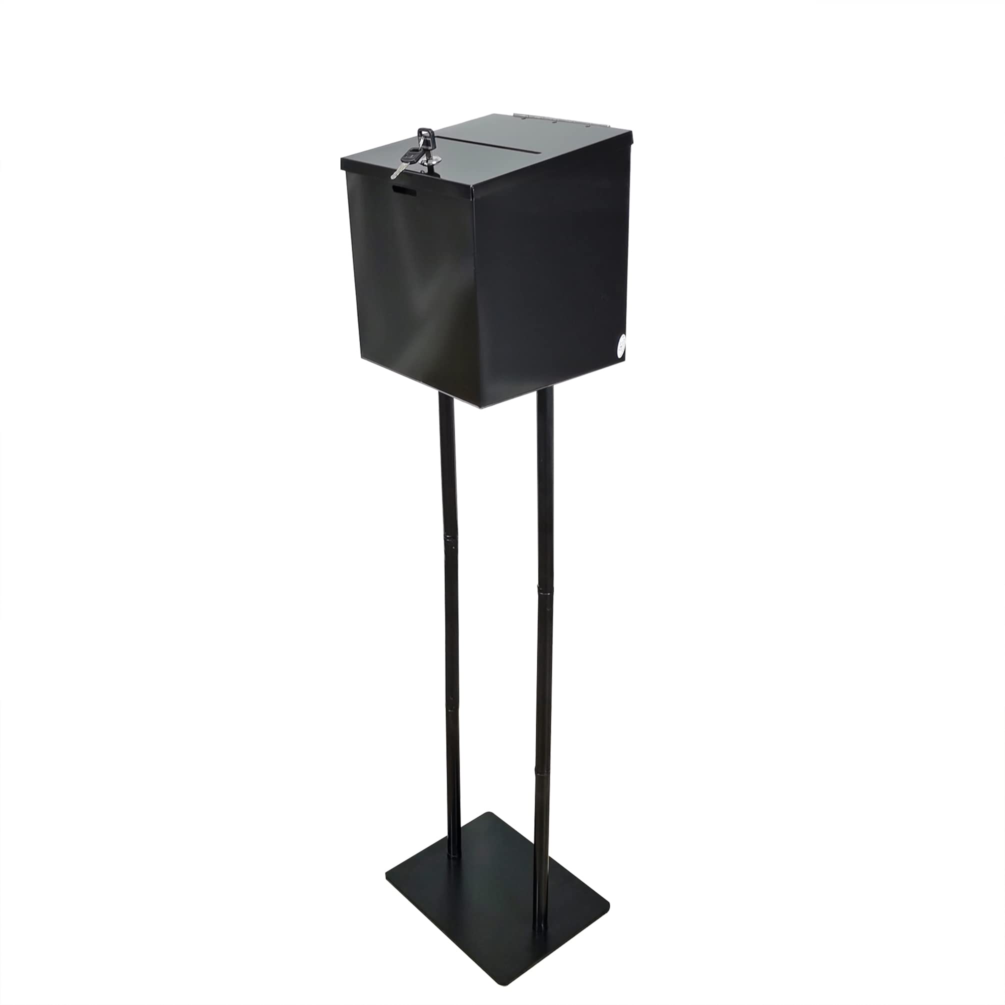 FixtureDisplays® Metal Ballot Box with Stand - Secure Voting, Donation & Suggestion Box (Black) - Ideal for Elections, Fundraisers & Feedback Collection