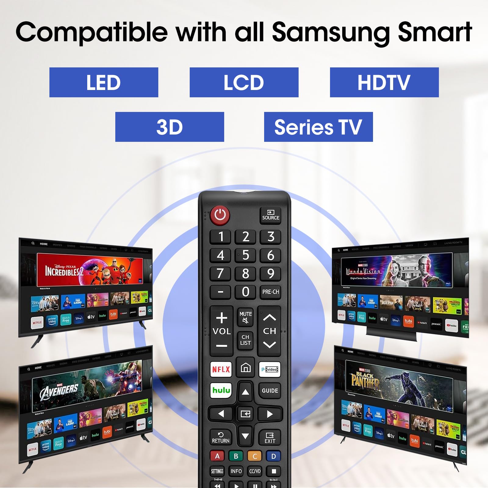 3-Pack Universal Samsung TV Remote Replacement - Compatible with All Samsung Smart, LCD, LED, 3D & HDTV Models (Perfect for Living Room, Bedroom & Home Theater Setup)