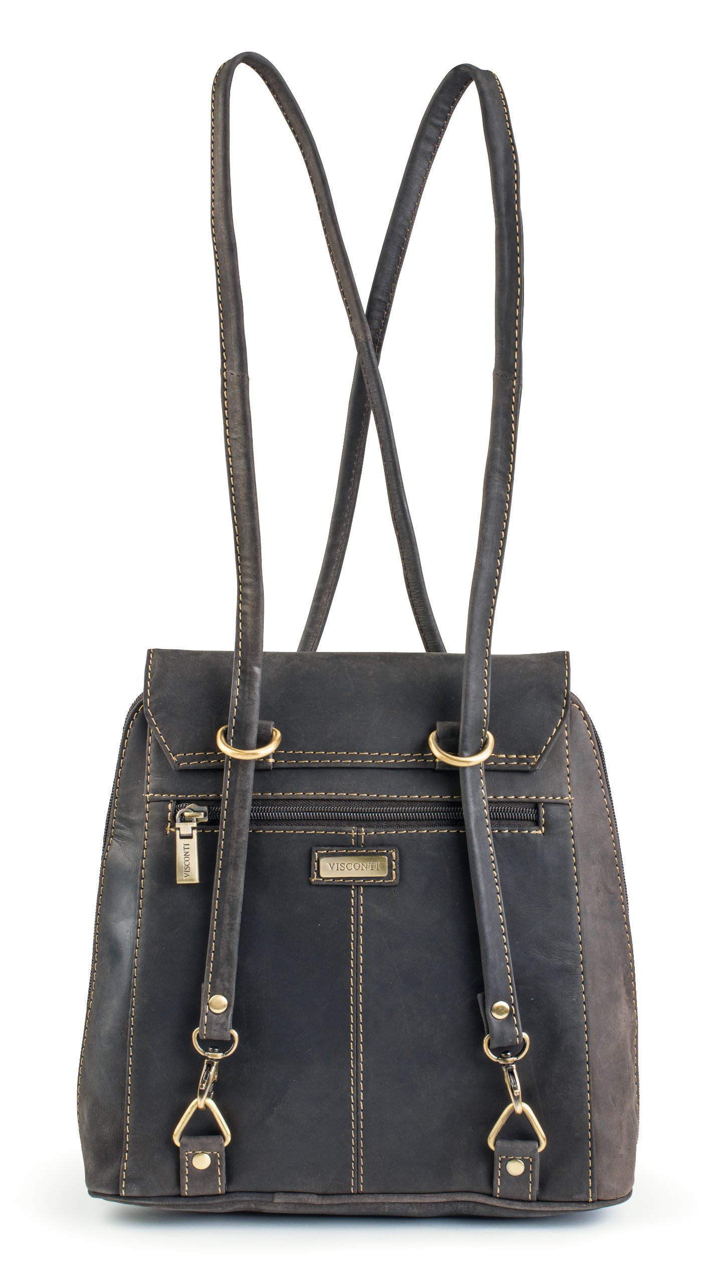 Visconti 18001 Women's Distressed Leather Backpack - Vintage Brown Leather Handbag & Shoulder Bag for Travel, Work & College